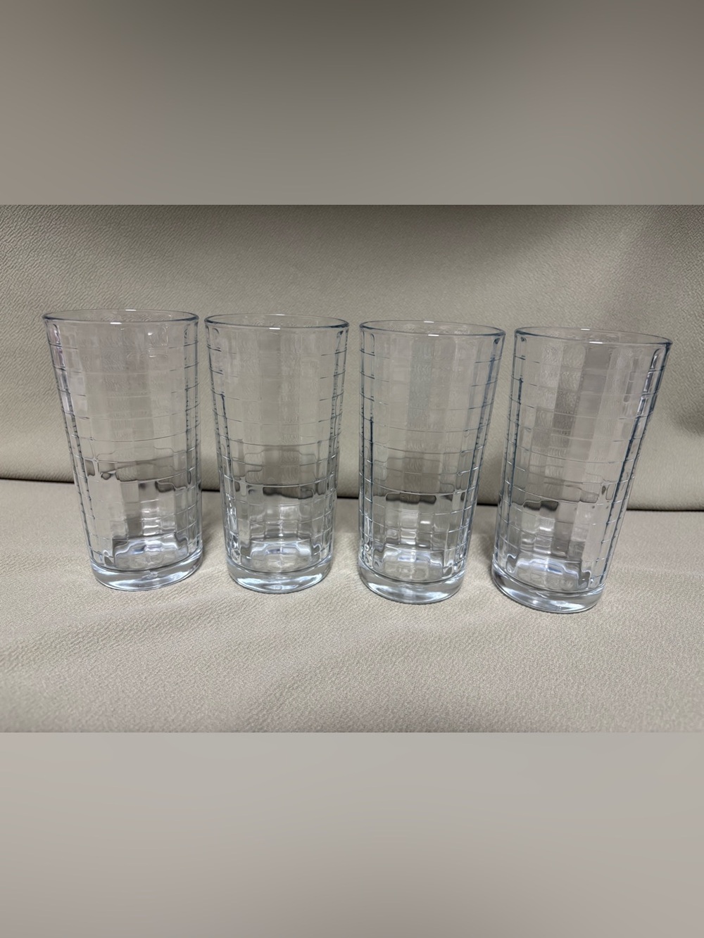 Pasabahce Block Optic Windowpane Juice Drinking Glasses Set of 4 - EUC